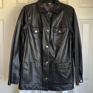 Women's Black Leather Jacket. Missing belt. Sz. M